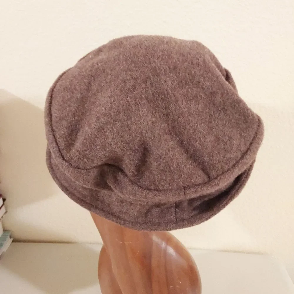 Slouchy Cloche Cap Hat Wool Blend Boho Hat Vintage Brown size M